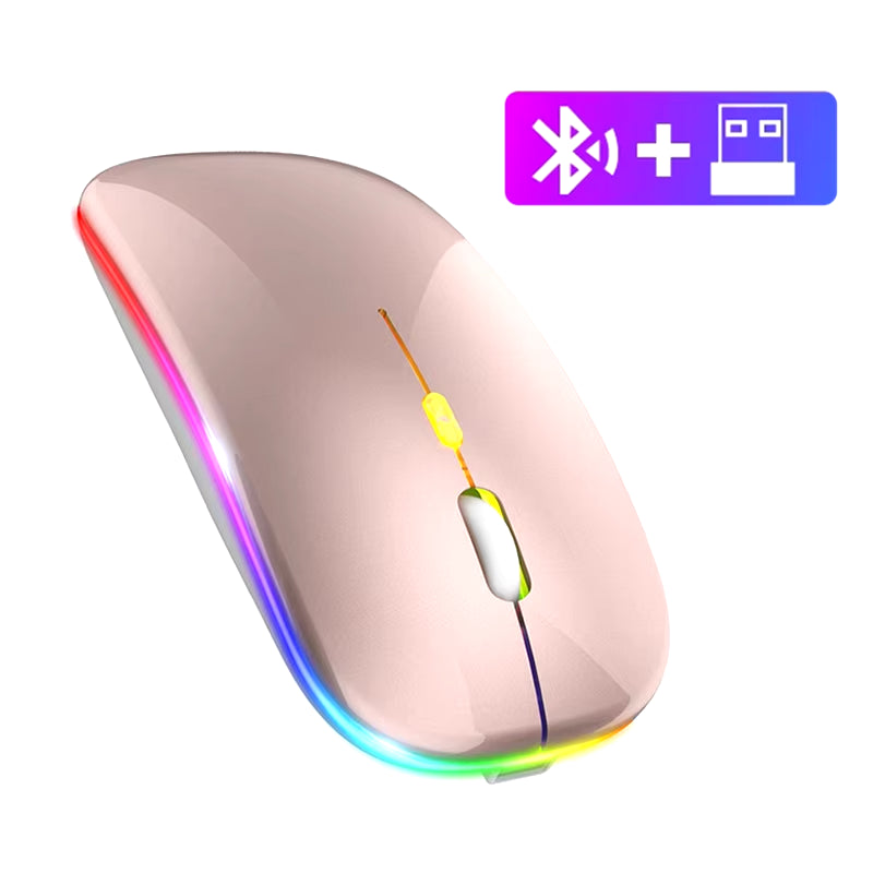 Rechargeable Bluetooth Wireless Mouse - Silent, LED Backlit, 1600DPI Gaming Mouse for PC & Laptop