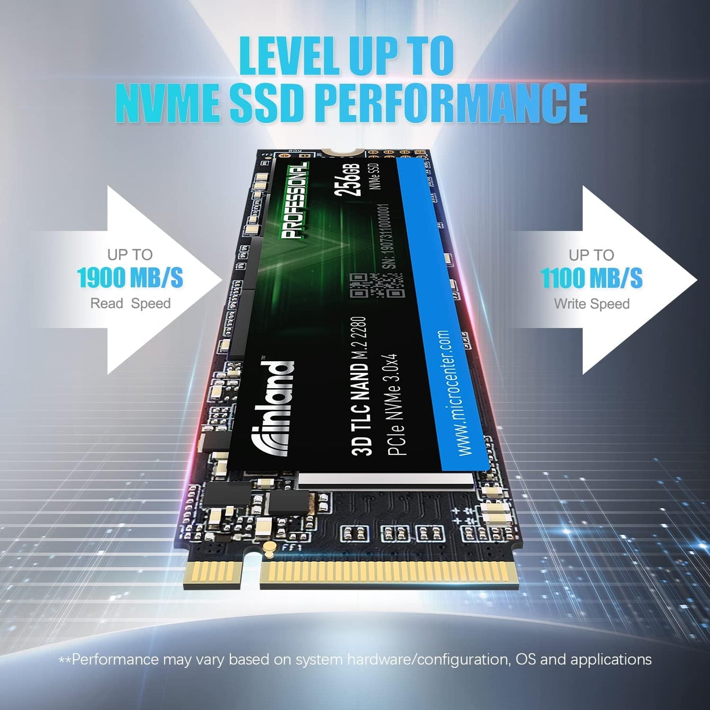 Professional 256GB Nvme SSD M.2 2280 Pcie Gen 3.0X4 3D TLC NAND Internal Solid State Drive, Pcie Express 3.1 and Nvme 1.3 Compatible (256GB)