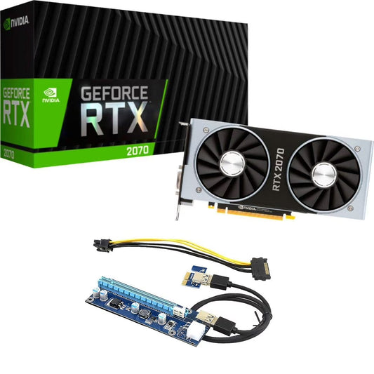 Geforce RTX 2070 Founders Edition 8GB GDDR6 PCI Express 3.1 Graphics Card with Pcie Riser
