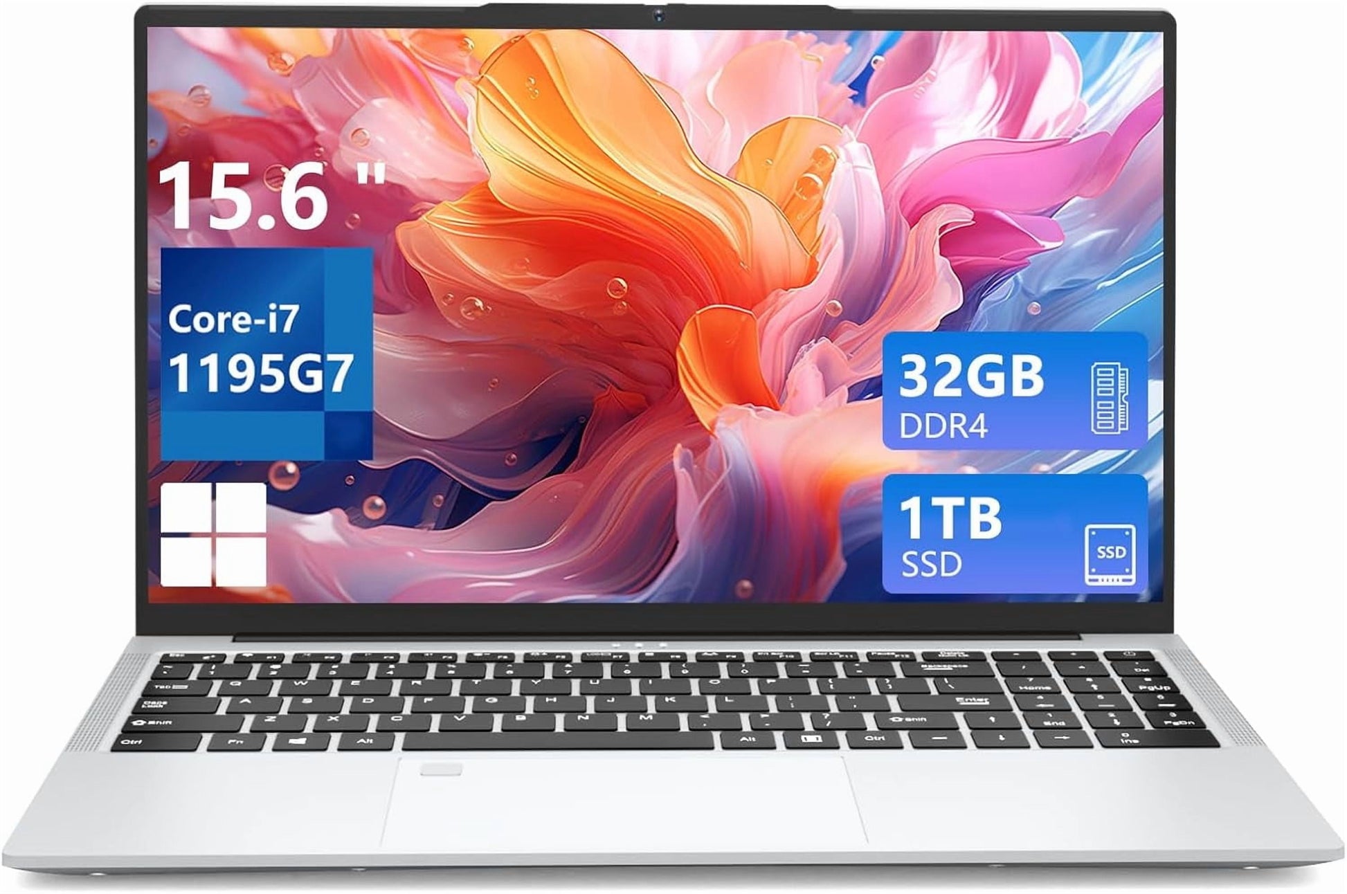 15.6"Gaming Laptop I7 32GB 1TB SSD FHD 1920 * 1080 Display, Fingerprint Unlock Backlit Keyboard RJ45 HDMI 180 Angle Opening Gamer Laptops
