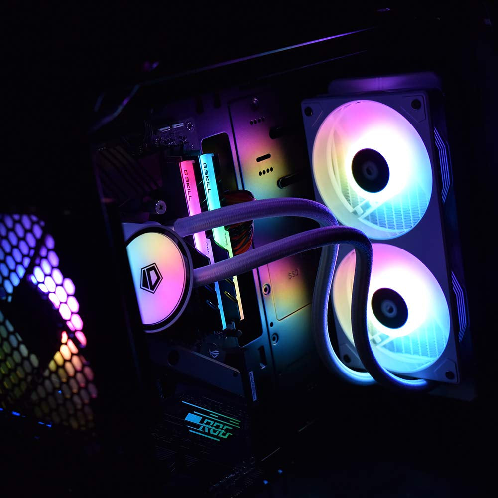ICEFLOW 240 ARGB Snow CPU Water Cooler 5V 3-PIN Connector 2-In-1 240Mm Addressable RGB Fan 240Mm CPU Liquid Cooler, Cable Management AIO Cooler, Intel 115X/2066, AMD AM4