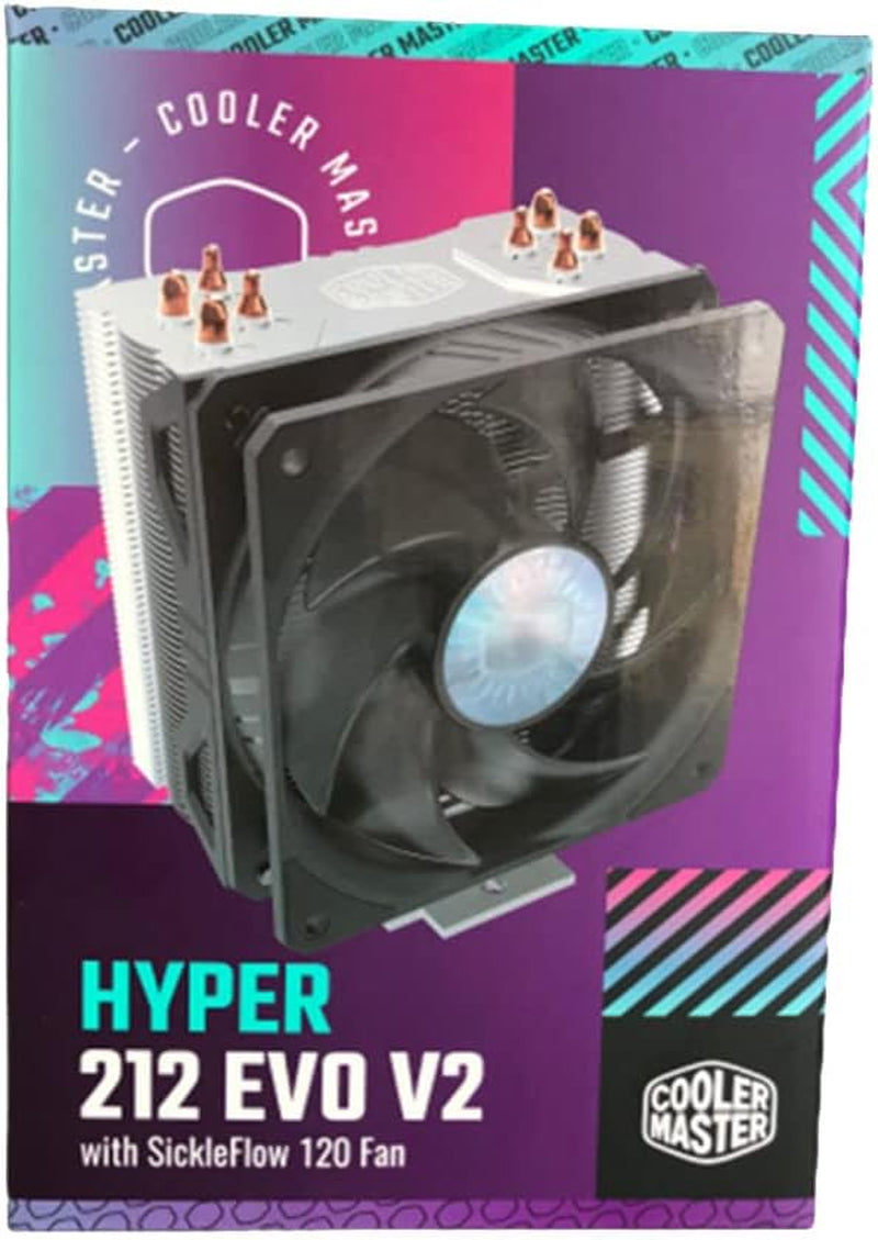 Hyper 212 EVO V2 CPU Air Cooler with Sickleflow 120, PWM Fan, Direct Contact Technology, 4 Copper Heat Pipes for AMD Ryzen/Intel LGA1200/1151, RR-2V2E-18PK-R1