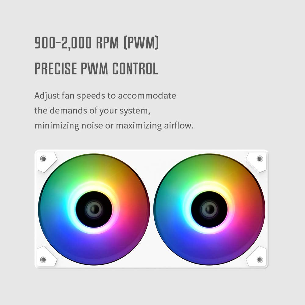 ICEFLOW 240 ARGB Snow CPU Water Cooler 5V 3-PIN Connector 2-In-1 240Mm Addressable RGB Fan 240Mm CPU Liquid Cooler, Cable Management AIO Cooler, Intel 115X/2066, AMD AM4