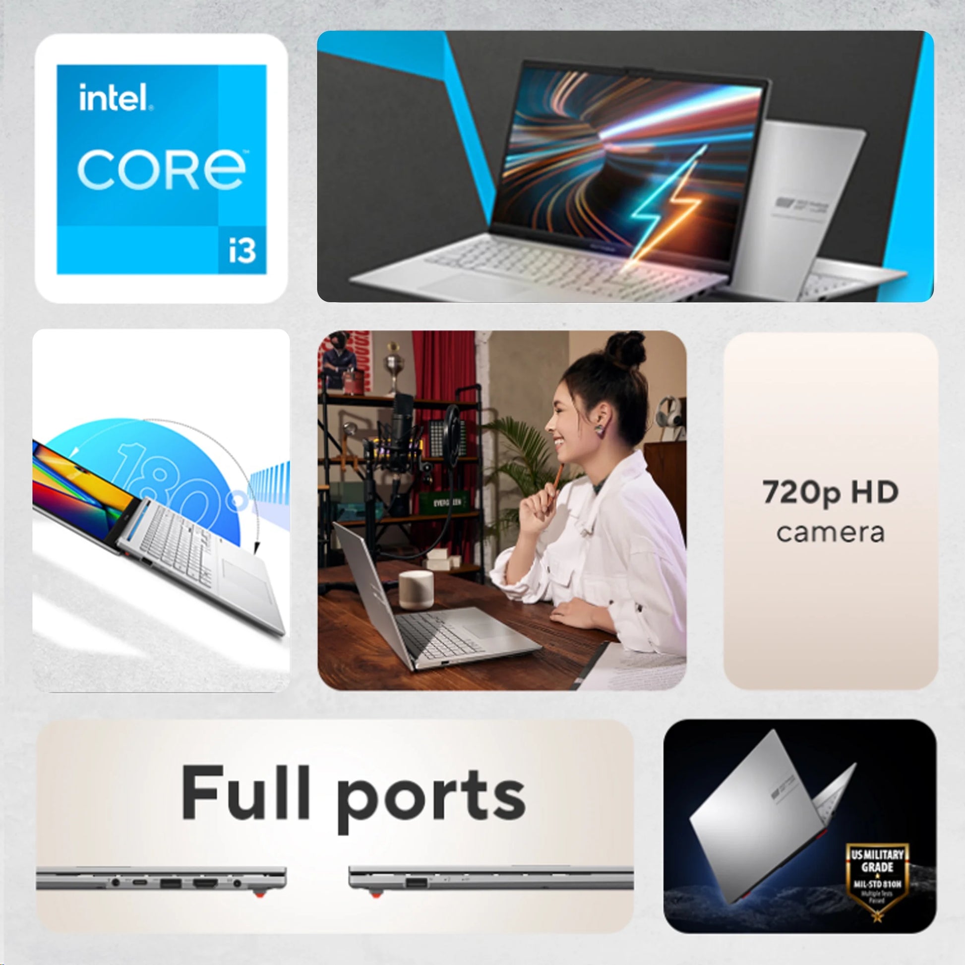 Vivobook Go 15.6 Inch Windows Laptop Intel Core I3-N305 8GB RAM 128GB UFS Cool Silver