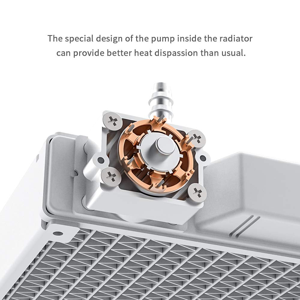 ICEFLOW 240 ARGB Snow CPU Water Cooler 5V 3-PIN Connector 2-In-1 240Mm Addressable RGB Fan 240Mm CPU Liquid Cooler, Cable Management AIO Cooler, Intel 115X/2066, AMD AM4