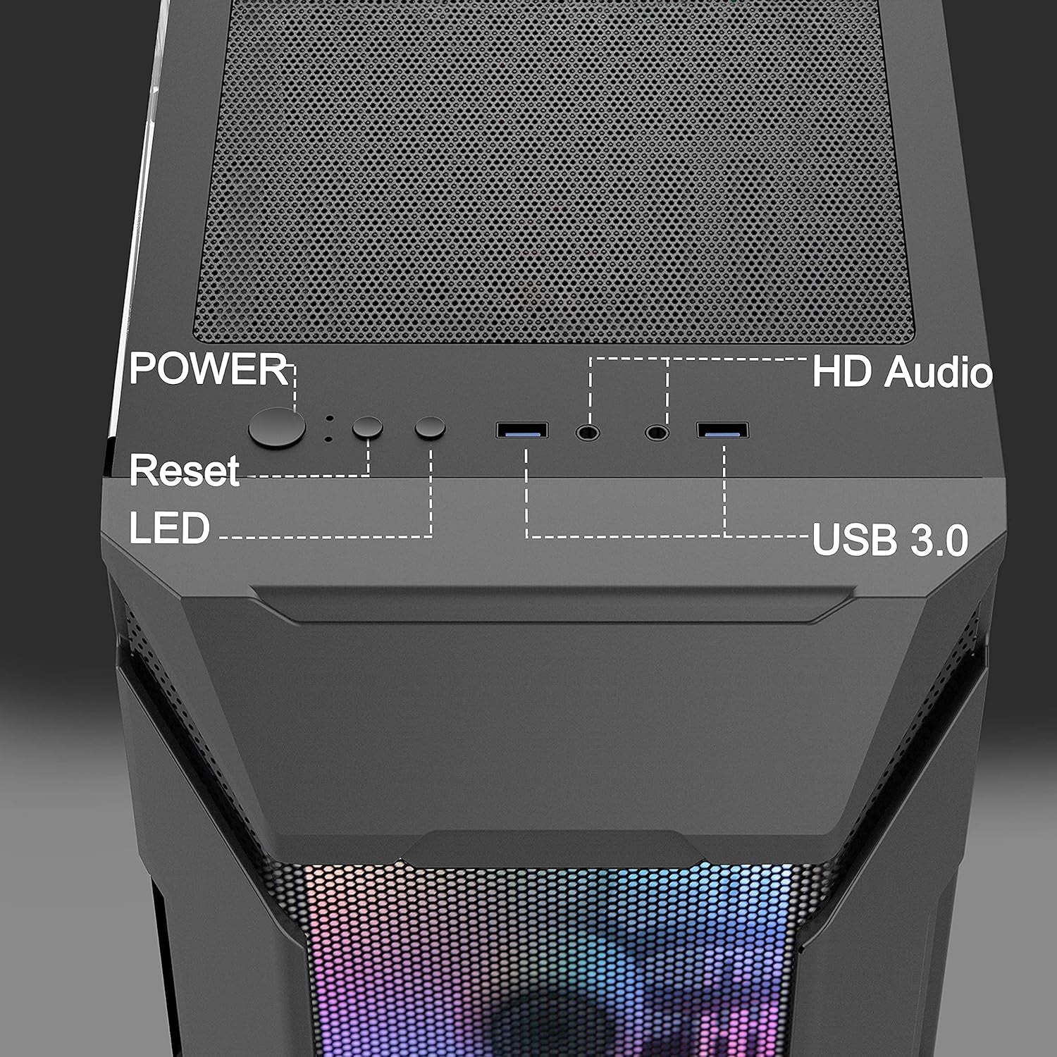 MATX (Micro-Atx) Tower Computer Case 3 PCS 120MM ARGB Fans + 1X 200MM ARGB Fan Pre-Installed, Opening Tempered Glass Panel & Mesh Front Panel Airflow Gaming PC Case (MK7-GN4)
