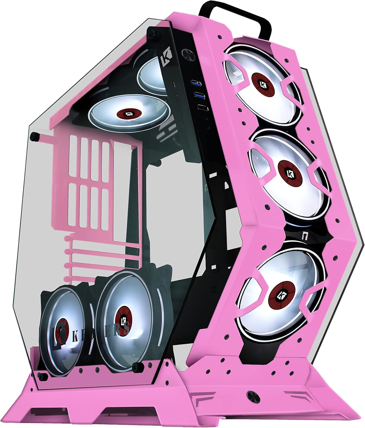 PC Case - ATX Tower Gaming Computer Case with Tempered Glass 570 Pink