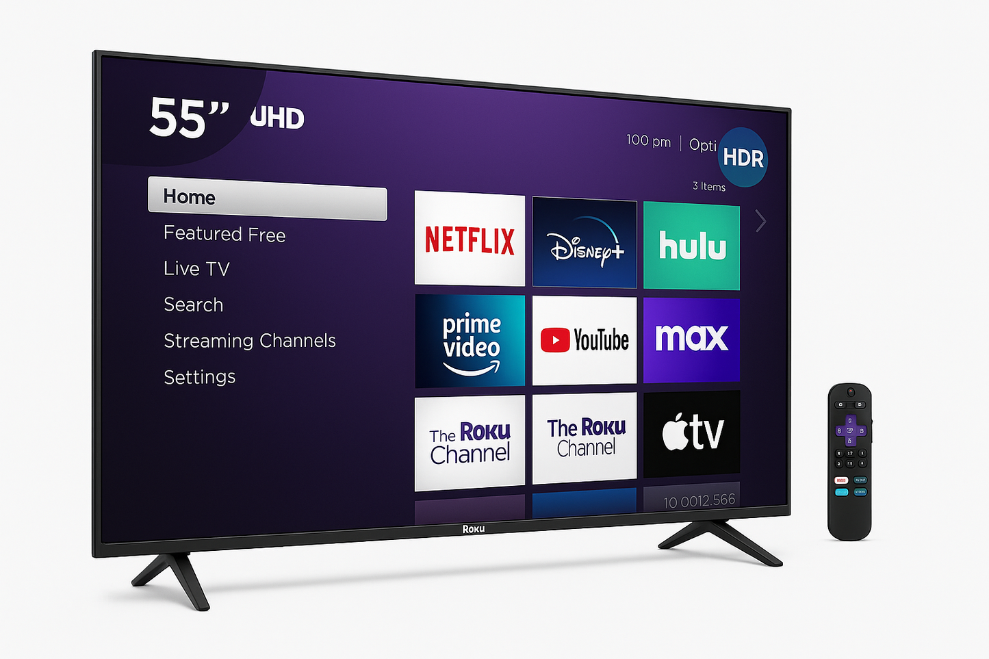 55” Class 4K UHD (2160P) LED Roku Smart Television HDR (100012586)