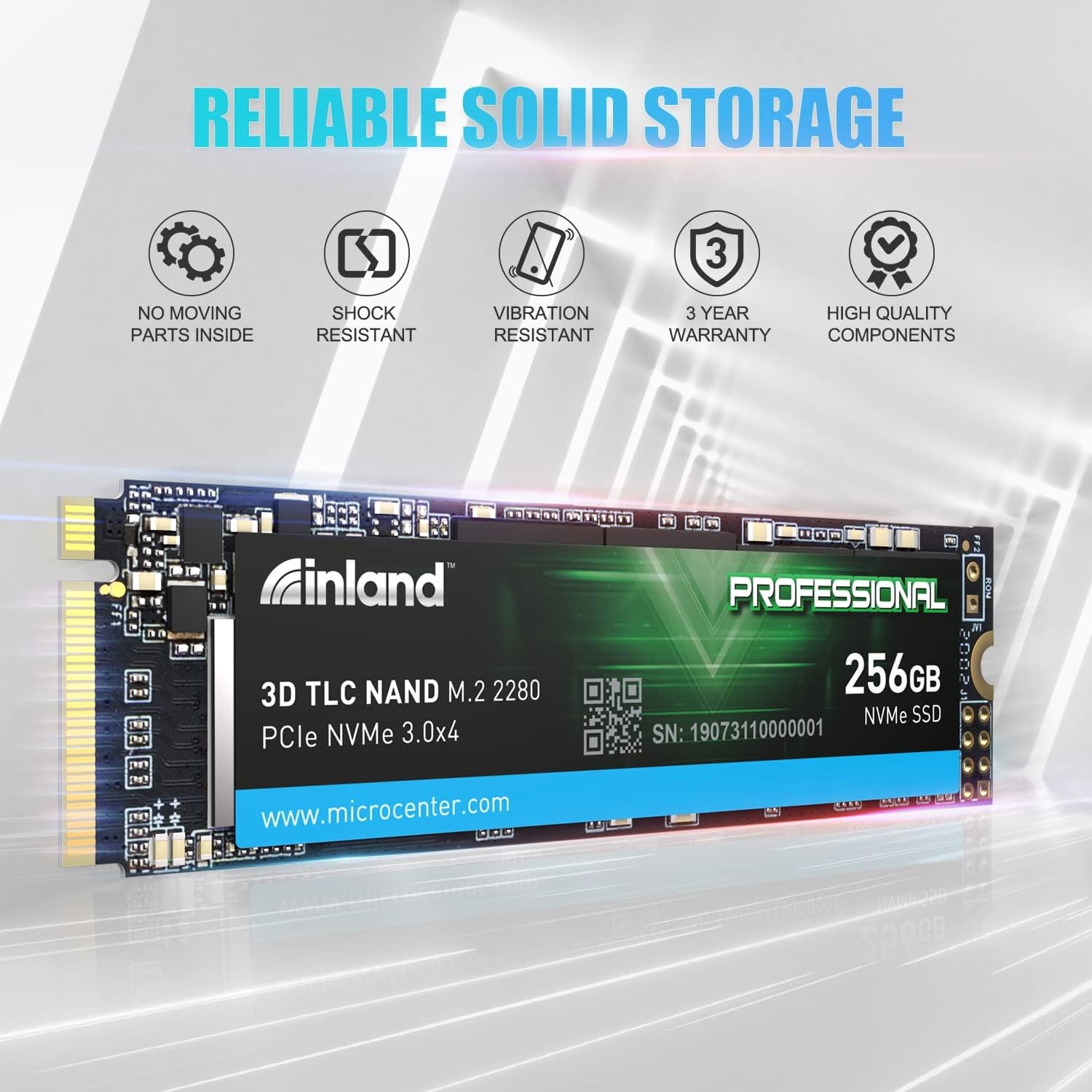 Professional 256GB Nvme SSD M.2 2280 Pcie Gen 3.0X4 3D TLC NAND Internal Solid State Drive, Pcie Express 3.1 and Nvme 1.3 Compatible (256GB)