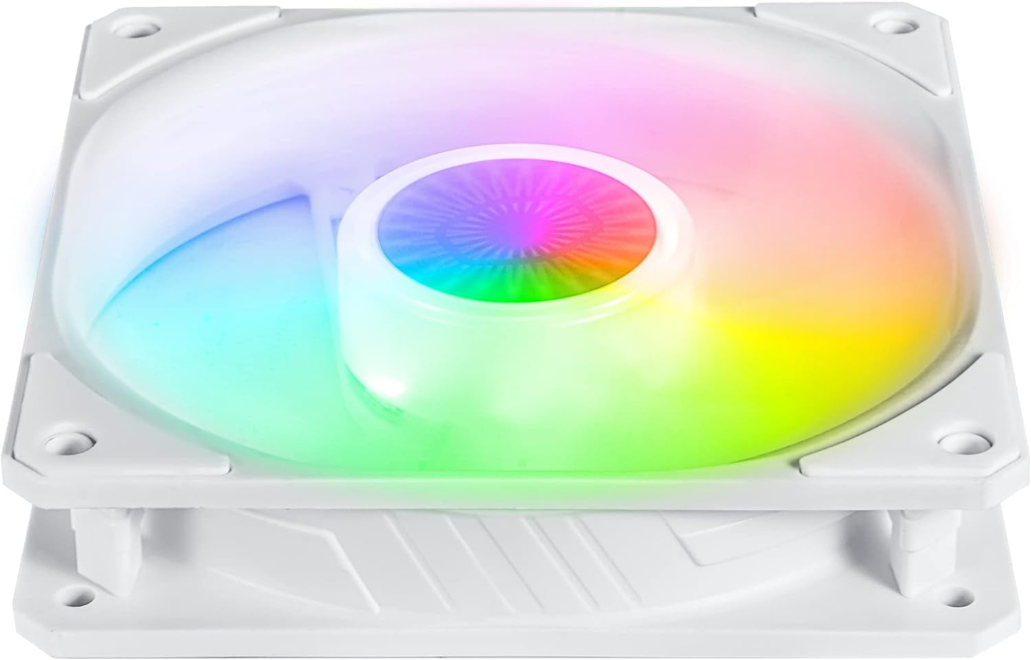 Sickleflow 120 V2 ARGB White Edition 3In1 Square Frame Fan, ARGB 3-Pin Customizable Leds, Air Balance Curve Blade, Sealed Bearing, 120Mm PWM Control for Computer Case & Liquid Radiator