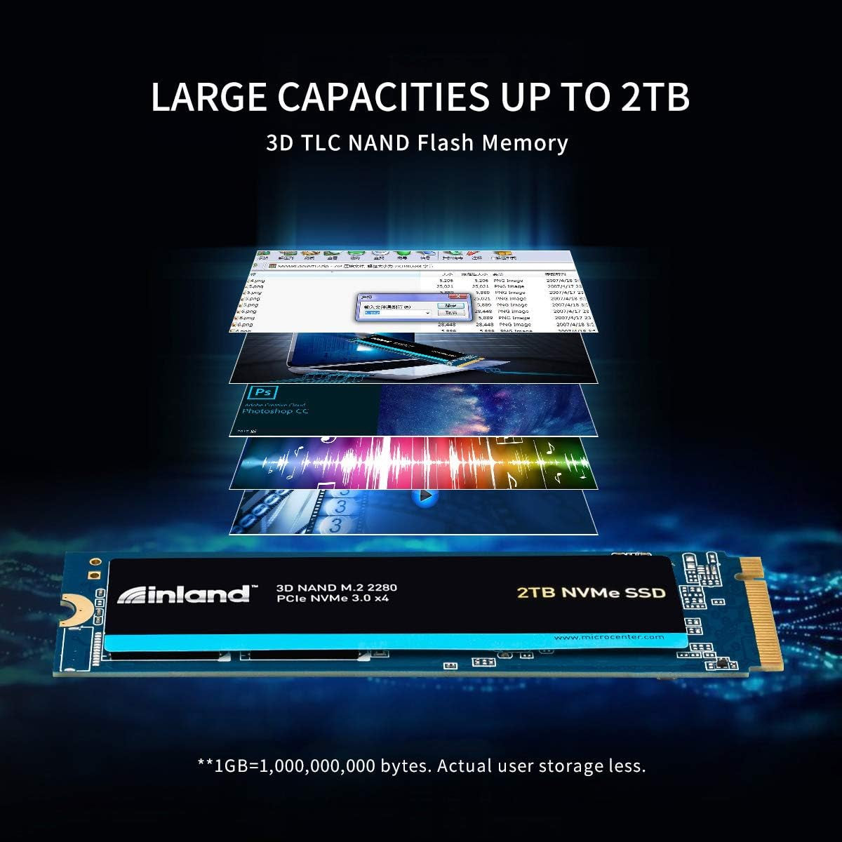 Premium 2TB SSD M.2 2280 Pcie Nvme 3.0 X4 TLC 3D NAND Internal Solid State Drive, Read/Write Speed up to 3200Mb/S and 2900Mb/S, 3200 TBW