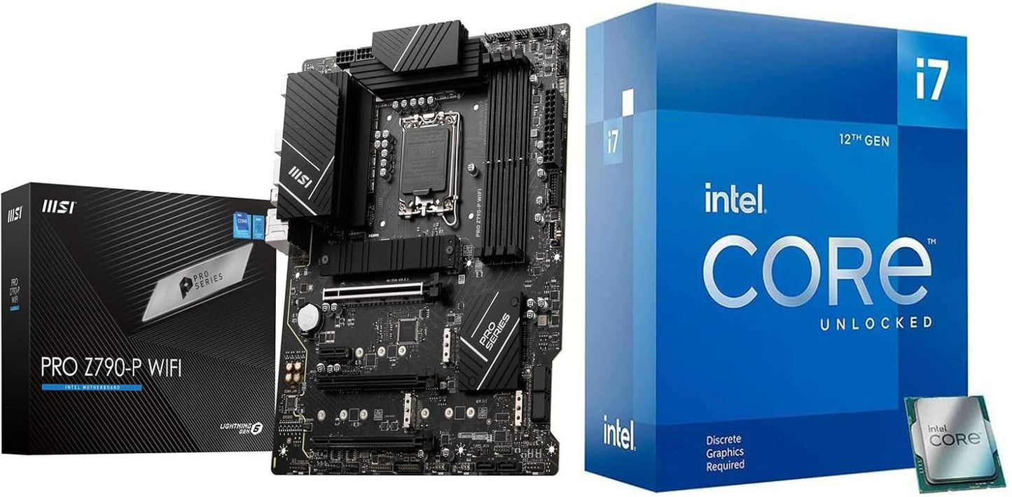 CPU Motherboard Intel Core I7-12700K 12(8P+4E) Cores up to 5.0 Ghz Unlocked LGA 1700 Desktop Processor with Integrated Graphics plus MSI PRO Z790-P Wifi DDR5 Proseries Motherboard