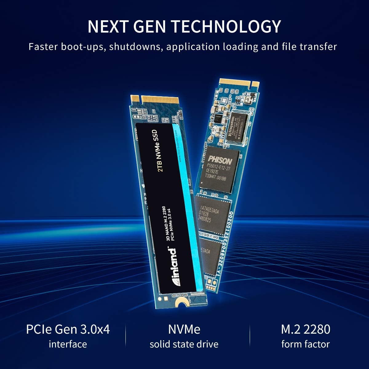 Premium 2TB SSD M.2 2280 Pcie Nvme 3.0 X4 TLC 3D NAND Internal Solid State Drive, Read/Write Speed up to 3200Mb/S and 2900Mb/S, 3200 TBW