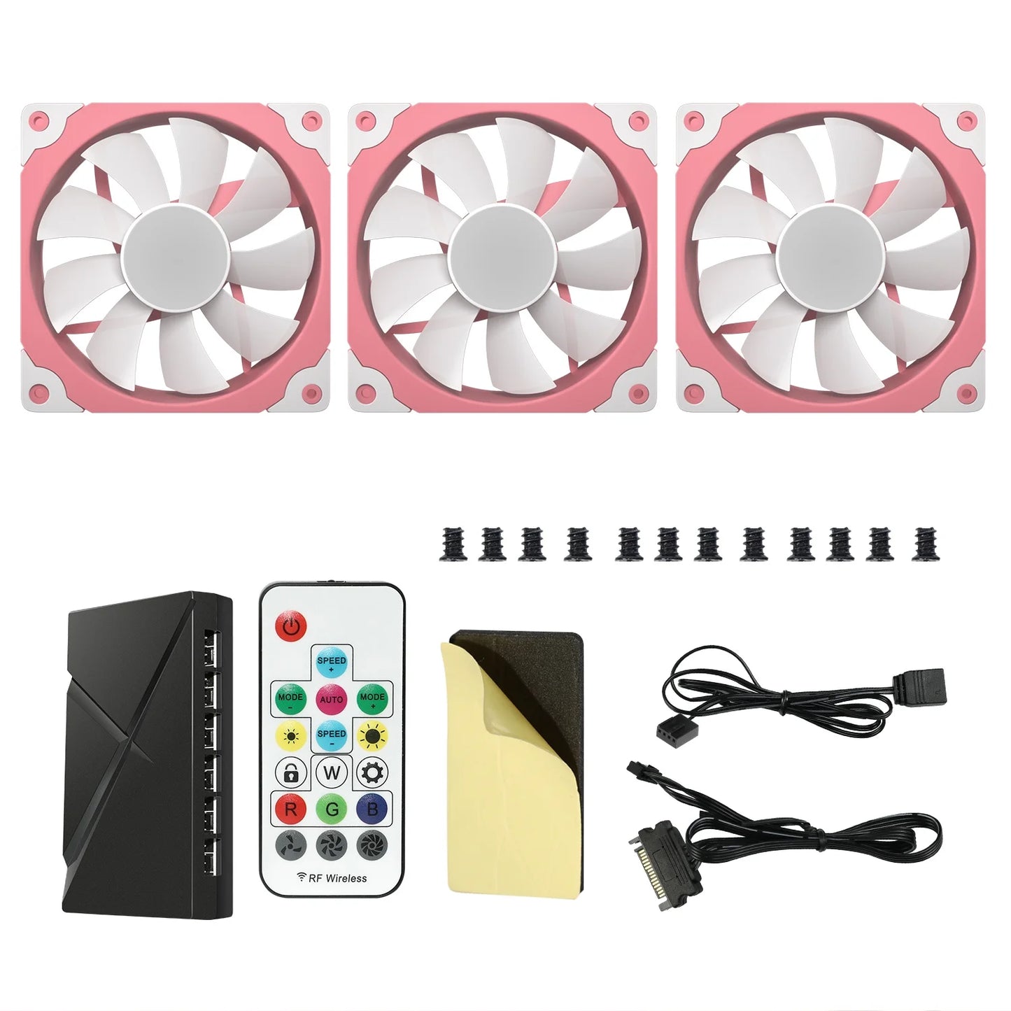 3 Pack 120Mm ARGB & PWM Case Fans with Controller High Airflow Addressable RGB Motherboard Sync Computer PC Cooling Fans