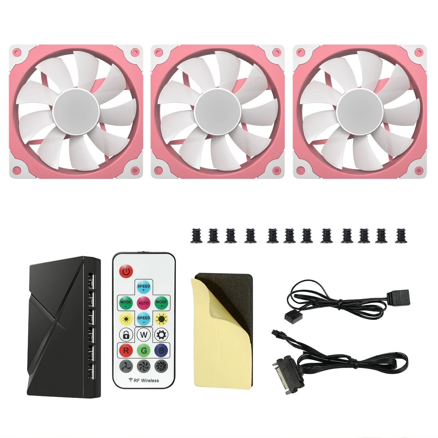 3 Pack 120Mm ARGB & PWM Case Fans with Controller High Airflow Addressable RGB Motherboard Sync Computer PC Cooling Fans