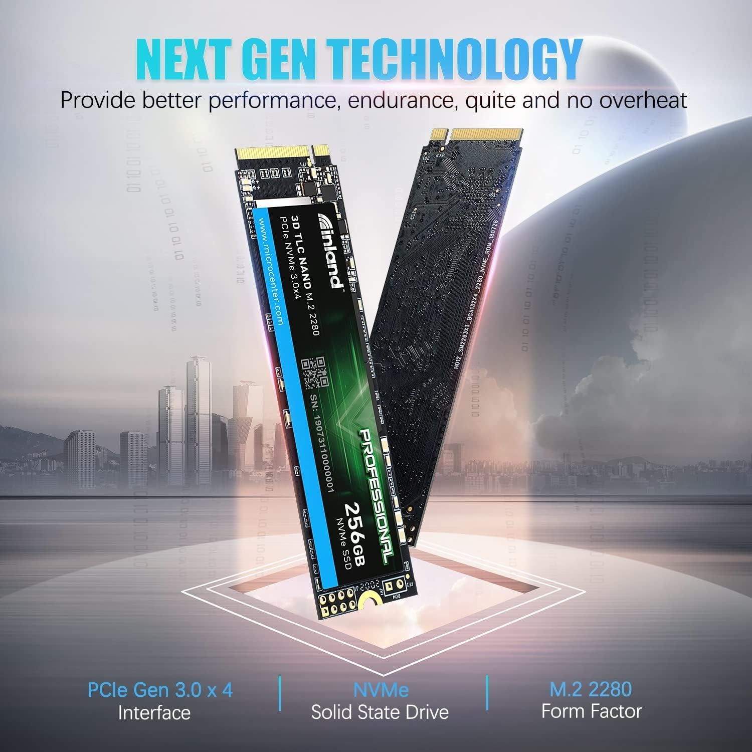 Professional 256GB Nvme SSD M.2 2280 Pcie Gen 3.0X4 3D TLC NAND Internal Solid State Drive, Pcie Express 3.1 and Nvme 1.3 Compatible (256GB)