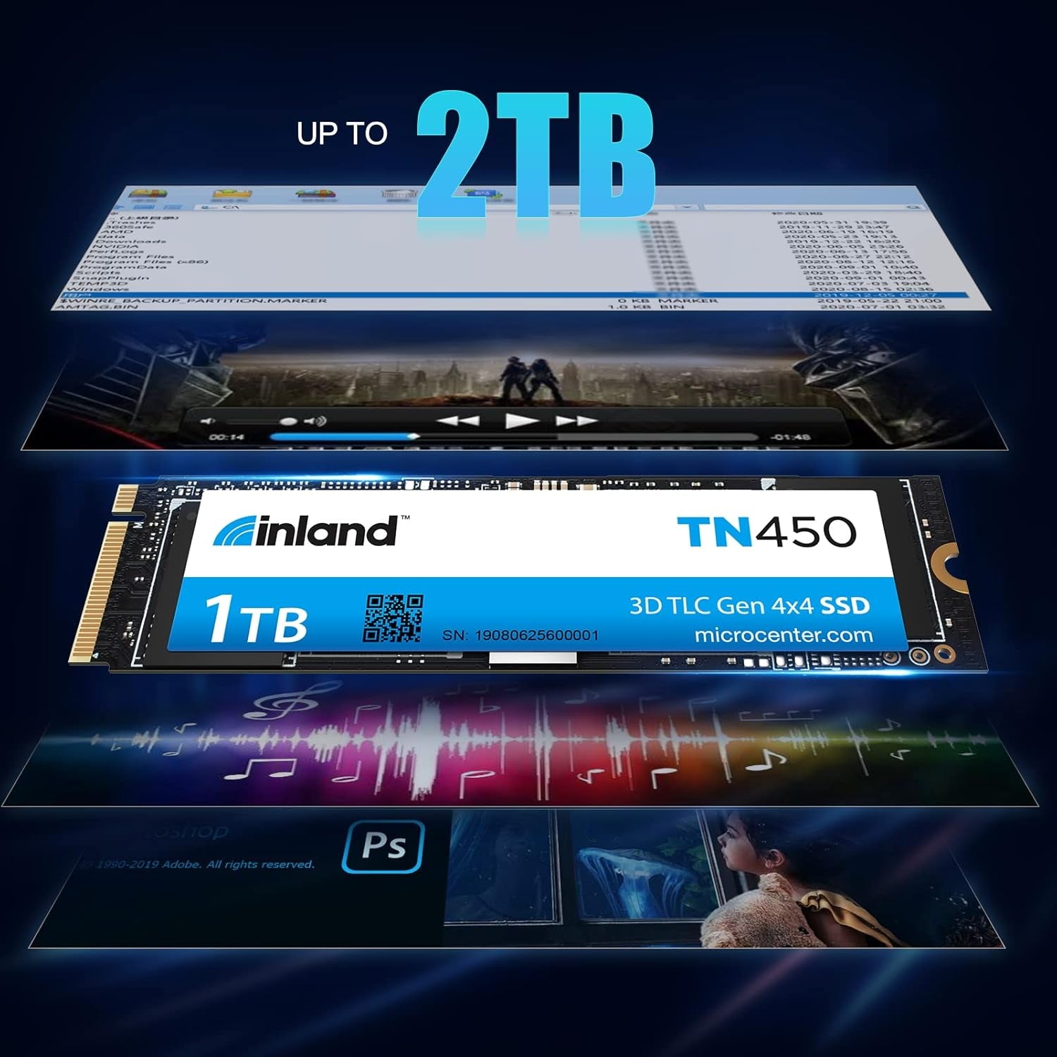 TN450 1TB Nvme M.2 Pcie Gen4X4 2280 Internal Solid State Drive SSD - up to 5,000 Mb/S, 3D NAND, Storage and Memory for Laptop & PC Desktop
