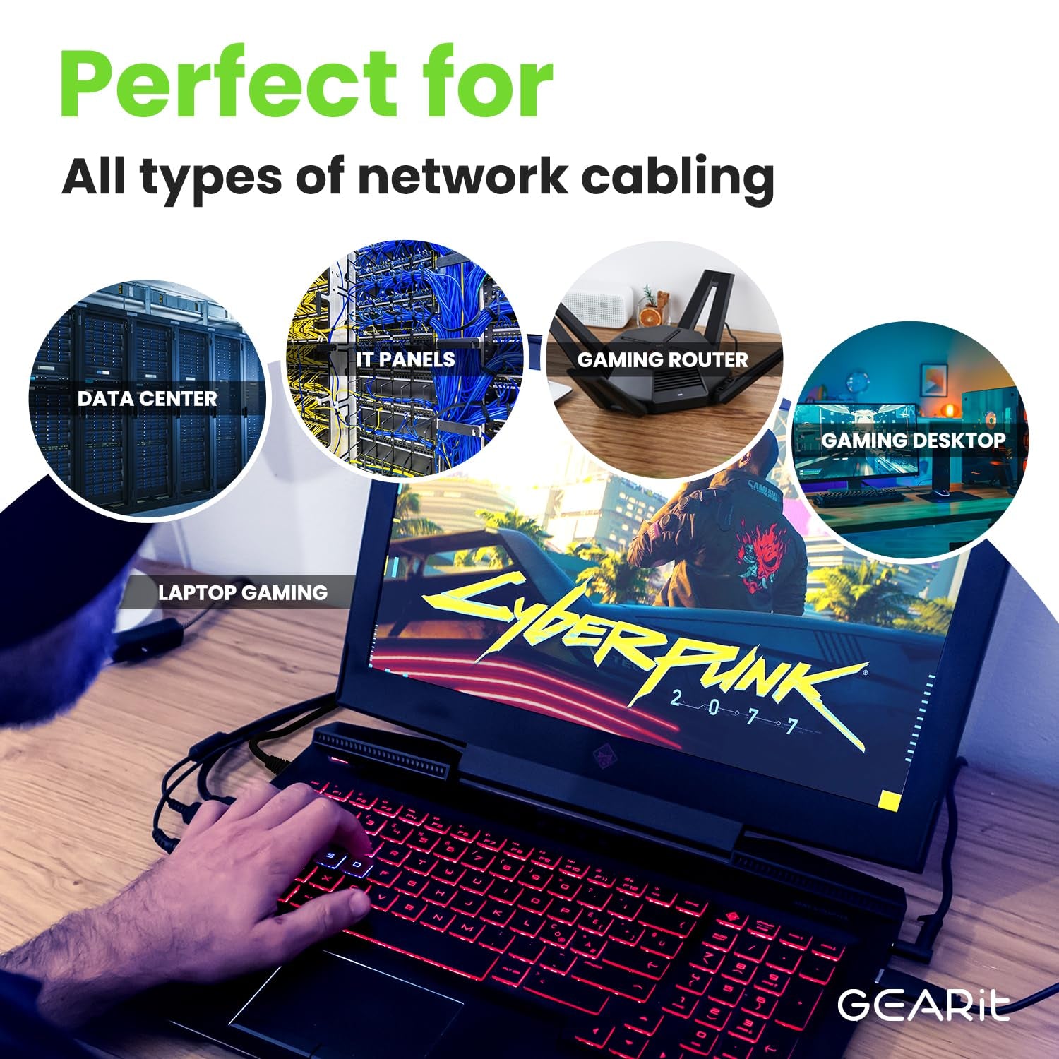 Cat 6 Ethernet Cable Pack - 24-Pack 5 Ft Cat6 Ethernet Patch Cables | RJ45 Network Patch Cable, 10 Gbps Snagless Gold-Plated Connectors - Ethernet Cable Cat 6 for PC, TV, Router - Black