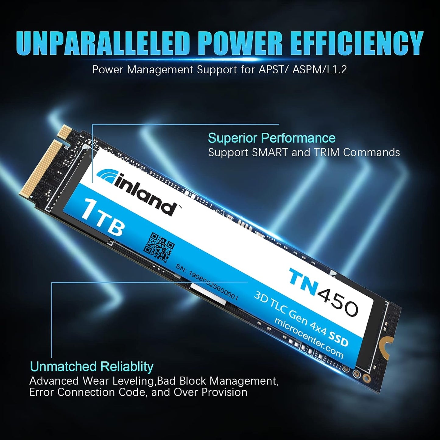 TN450 1TB Nvme M.2 Pcie Gen4X4 2280 Internal Solid State Drive SSD - up to 5,000 Mb/S, 3D NAND, Storage and Memory for Laptop & PC Desktop