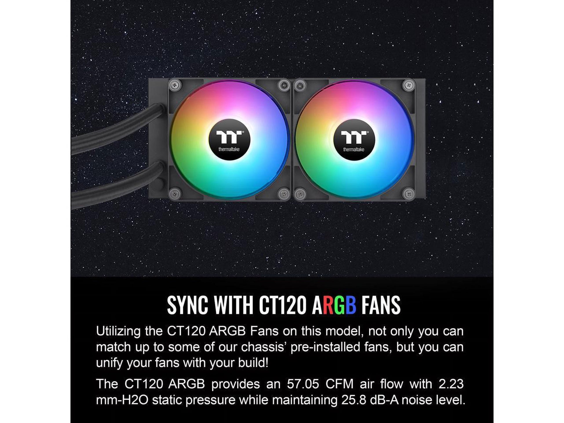 TH240 ARGB Sync V2 CPU Liquid Cooler/Alo Liquid Cooling/Fan 120Mm*2/Pwm 500~2000 Rpm/Mirror Waterblock/Mb ARGB Sync Control, CL-W361-PL12SW-A