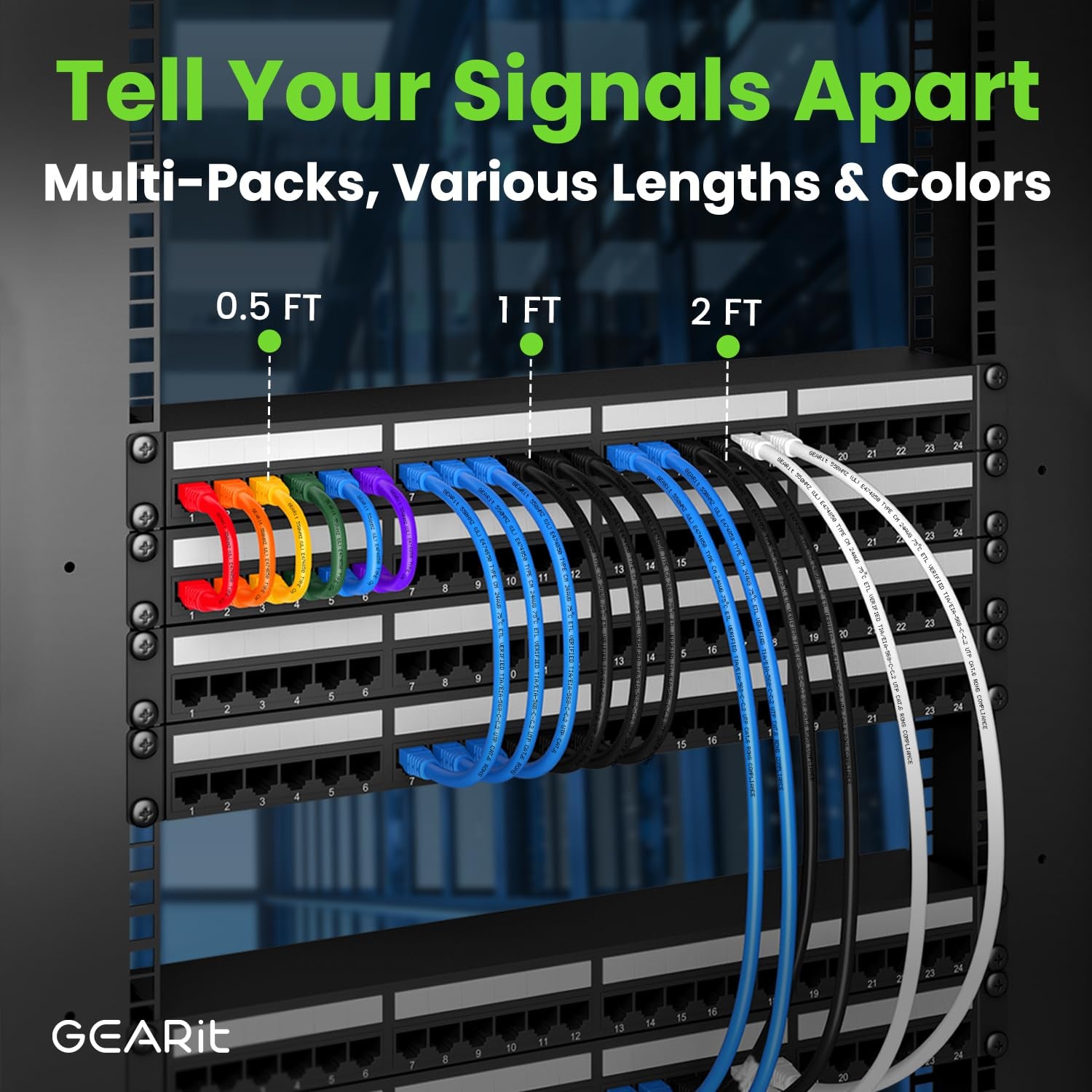 Cat 6 Ethernet Cable Pack - 24-Pack 5 Ft Cat6 Ethernet Patch Cables | RJ45 Network Patch Cable, 10 Gbps Snagless Gold-Plated Connectors - Ethernet Cable Cat 6 for PC, TV, Router - Black