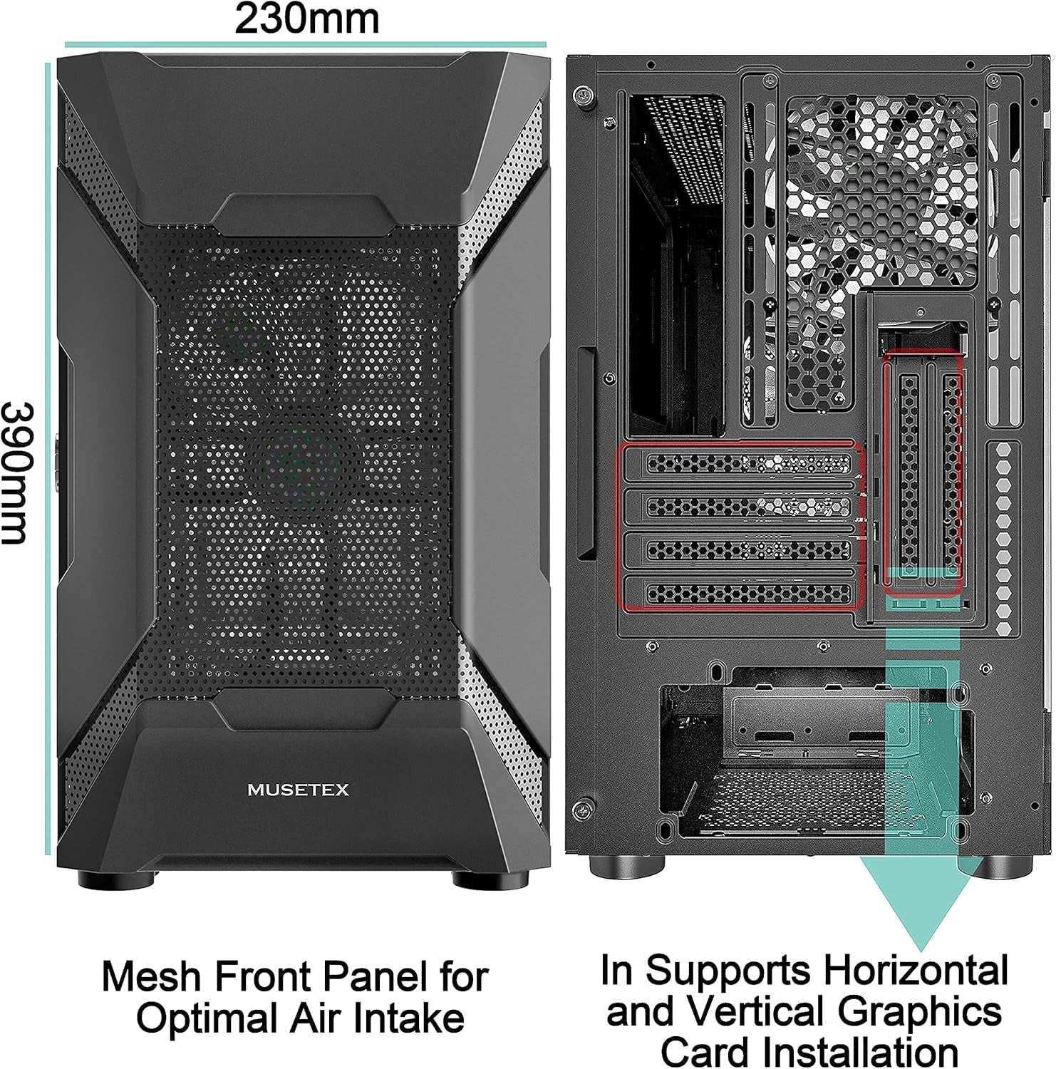 MATX (Micro-Atx) Tower Computer Case 3 PCS 120MM ARGB Fans + 1X 200MM ARGB Fan Pre-Installed, Opening Tempered Glass Panel & Mesh Front Panel Airflow Gaming PC Case (MK7-GN4)