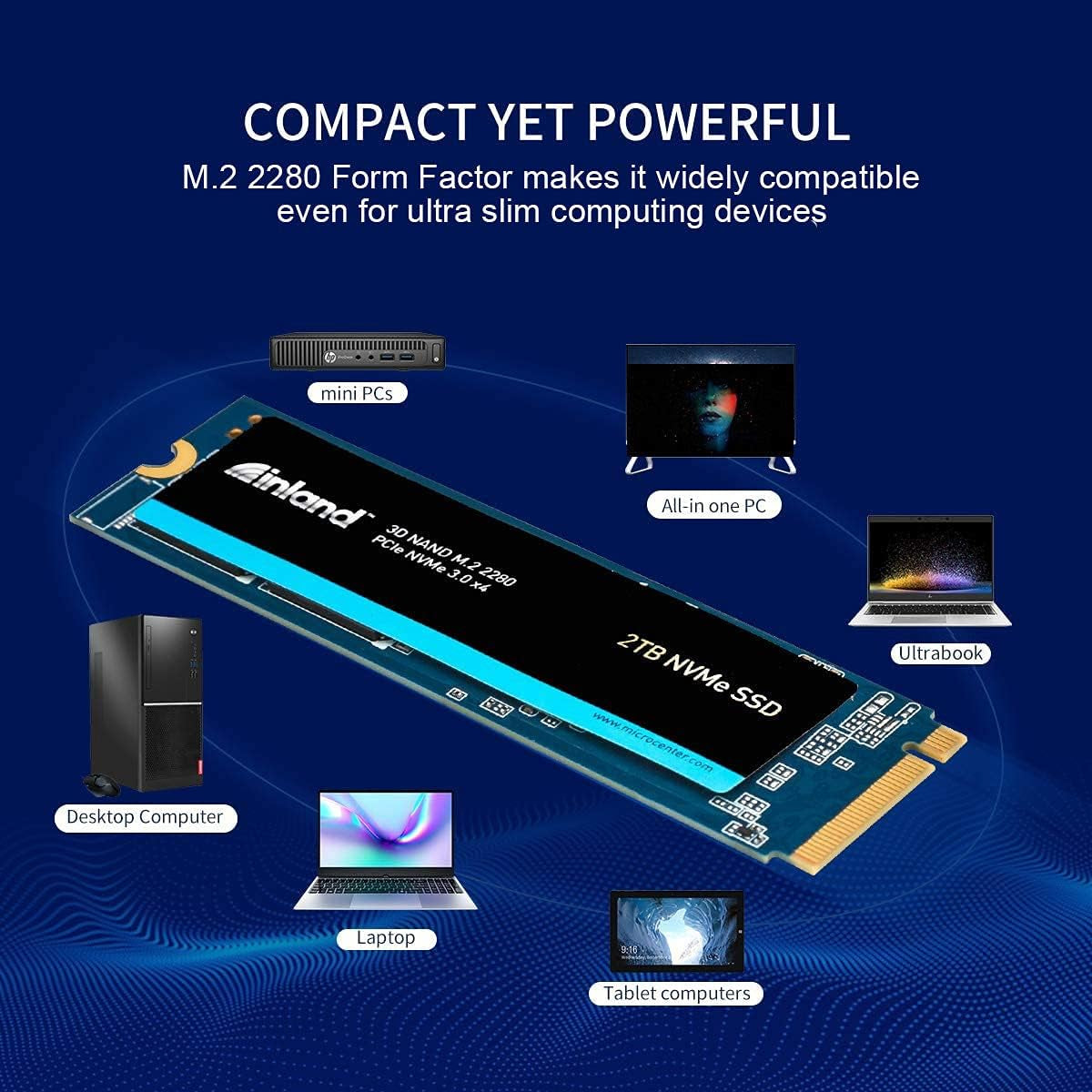 Premium 2TB SSD M.2 2280 Pcie Nvme 3.0 X4 TLC 3D NAND Internal Solid State Drive, Read/Write Speed up to 3200Mb/S and 2900Mb/S, 3200 TBW