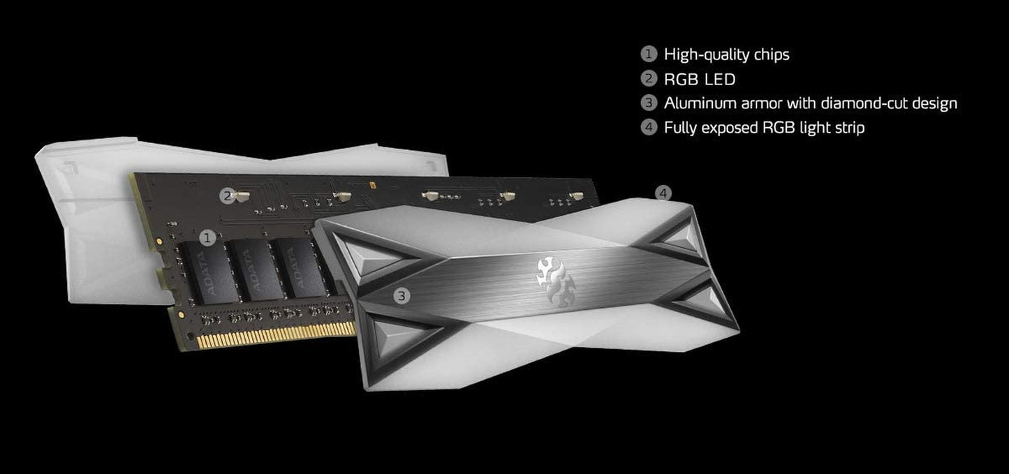 DDR4 D60G RGB 16GB (2X8Gb) 3200Mhz PC4-25600 CL16-20-20 U-DIMM 288Pins Desktop Memory Kit, Grey (AX4U32008G16A-DT60)