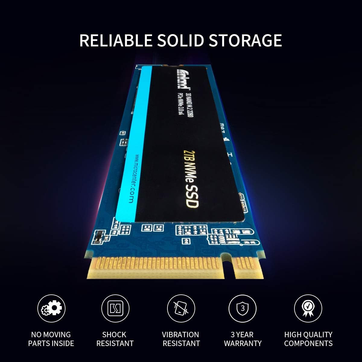 Premium 2TB SSD M.2 2280 Pcie Nvme 3.0 X4 TLC 3D NAND Internal Solid State Drive, Read/Write Speed up to 3200Mb/S and 2900Mb/S, 3200 TBW