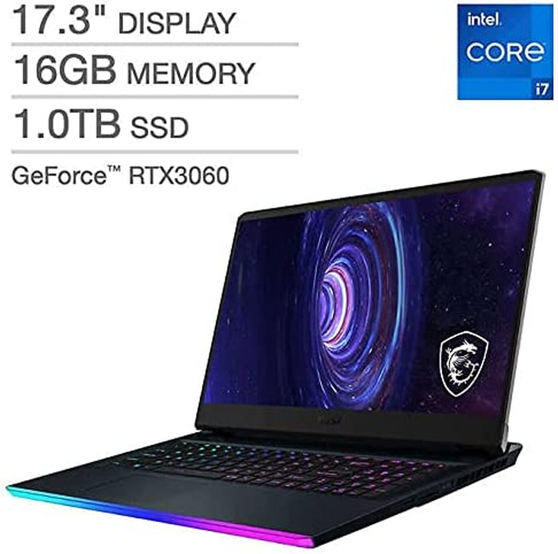 GE76 Raider Gaming Laptop Intel I7-11800H, Geforce RTX 3060, 17.3" FHD 144HZ, 16GB RAM 1TB Nvme SSD, Wi-Fi6, Windows 10