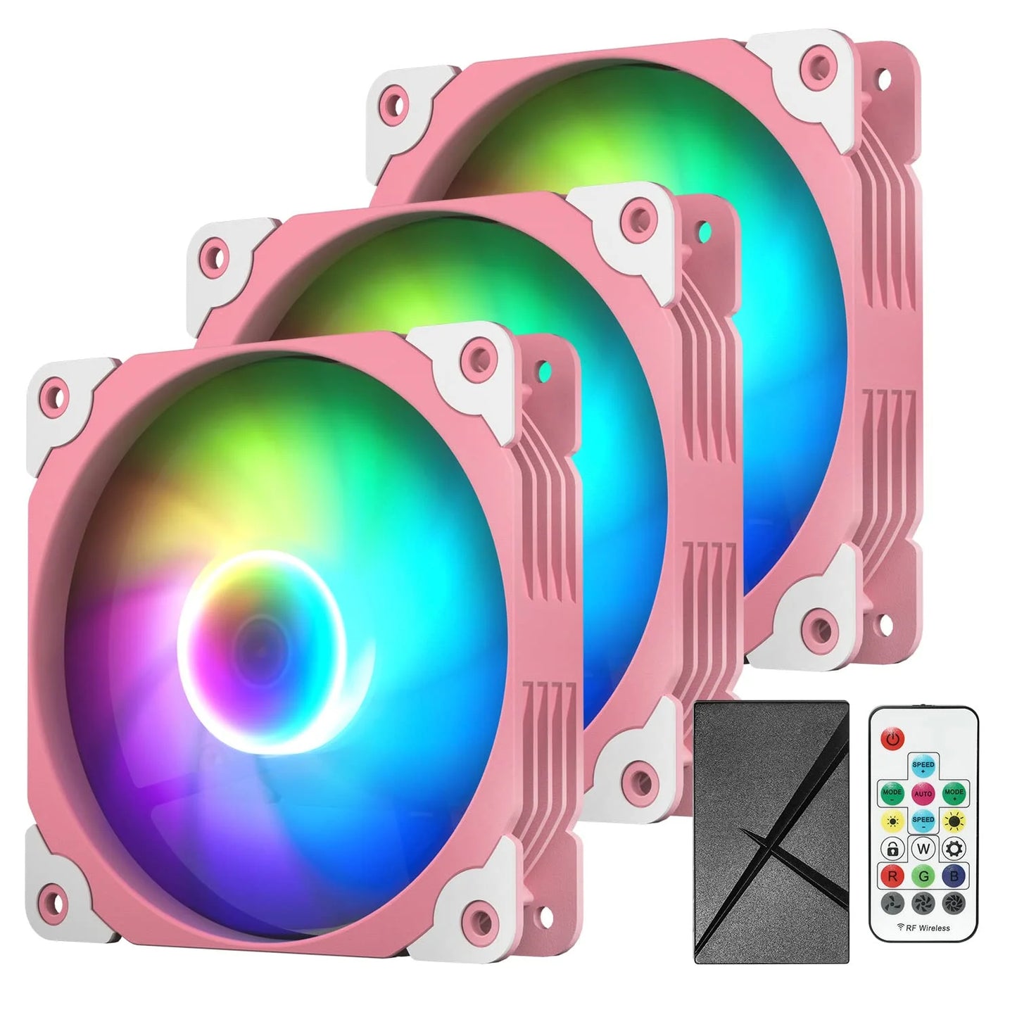 3 Pack 120Mm ARGB & PWM Case Fans with Controller High Airflow Addressable RGB Motherboard Sync Computer PC Cooling Fans