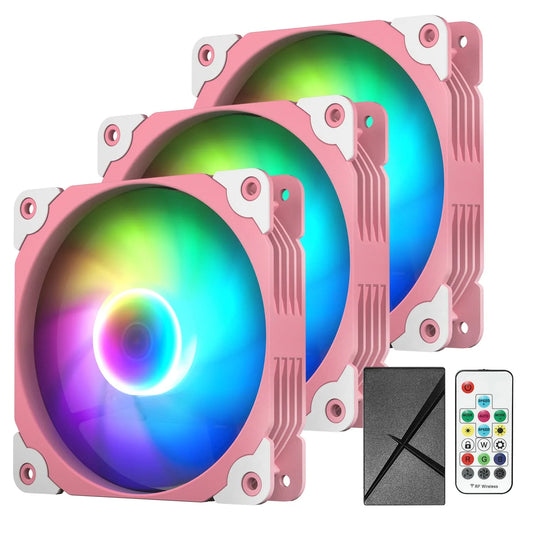 3 Pack 120Mm ARGB & PWM Case Fans with Controller High Airflow Addressable RGB Motherboard Sync Computer PC Cooling Fans