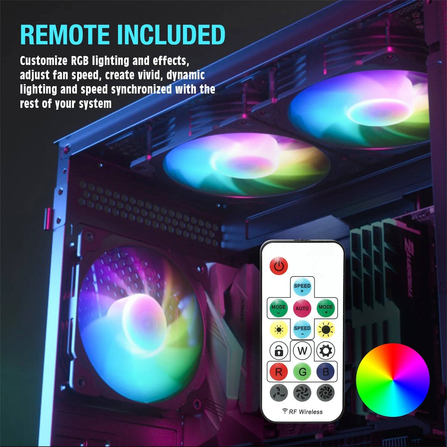 3 Pack 120Mm ARGB & PWM Case Fans with Controller High Airflow Addressable RGB Motherboard Sync Computer PC Cooling Fans