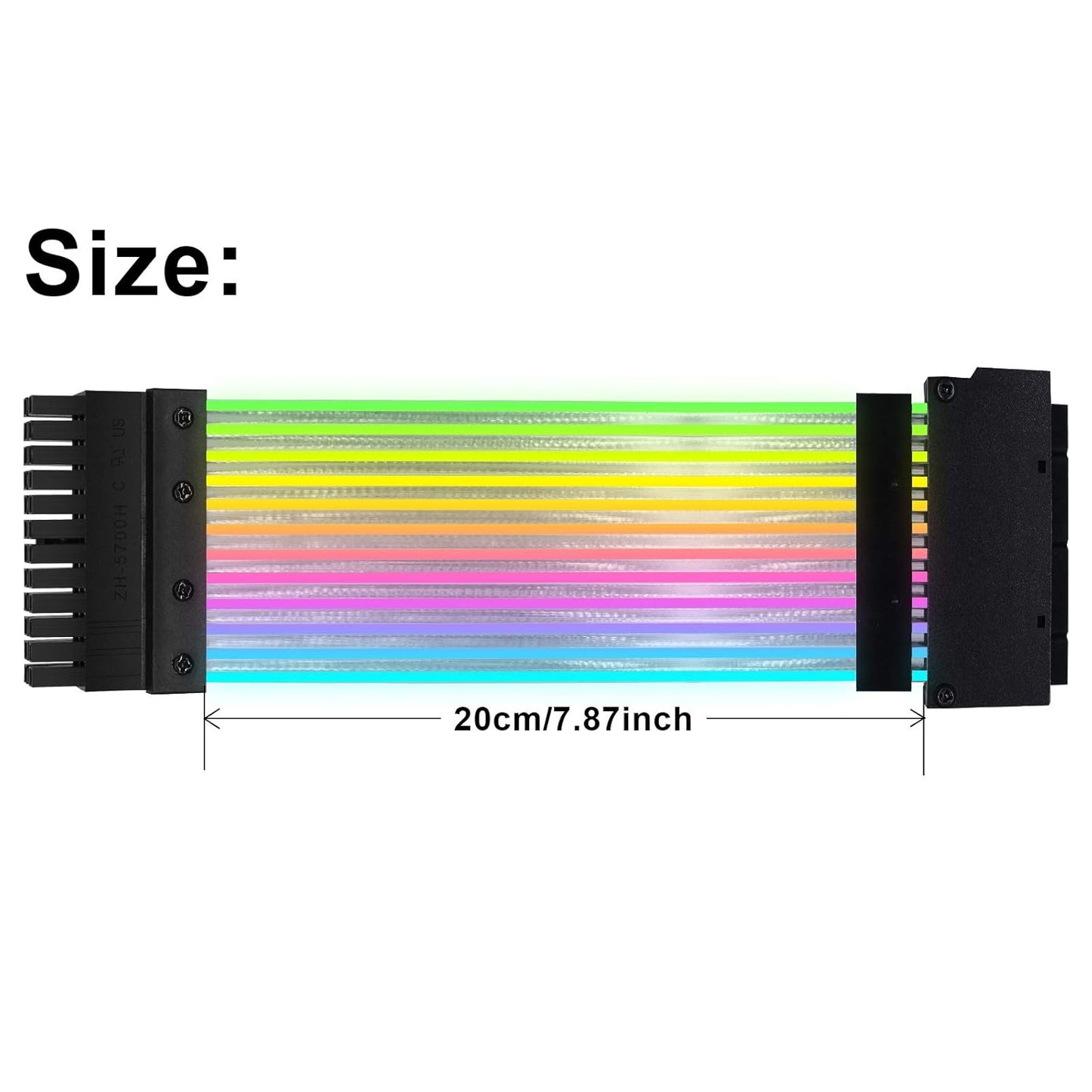 Power Supply Sleeved Cable,  Customization 24 Pin ATX RGB Cable Extension Kit 18AWG, 5V 3Pin Synchronized Sleeved Cable for RGB Software from All Major Motherboard Cable Management
