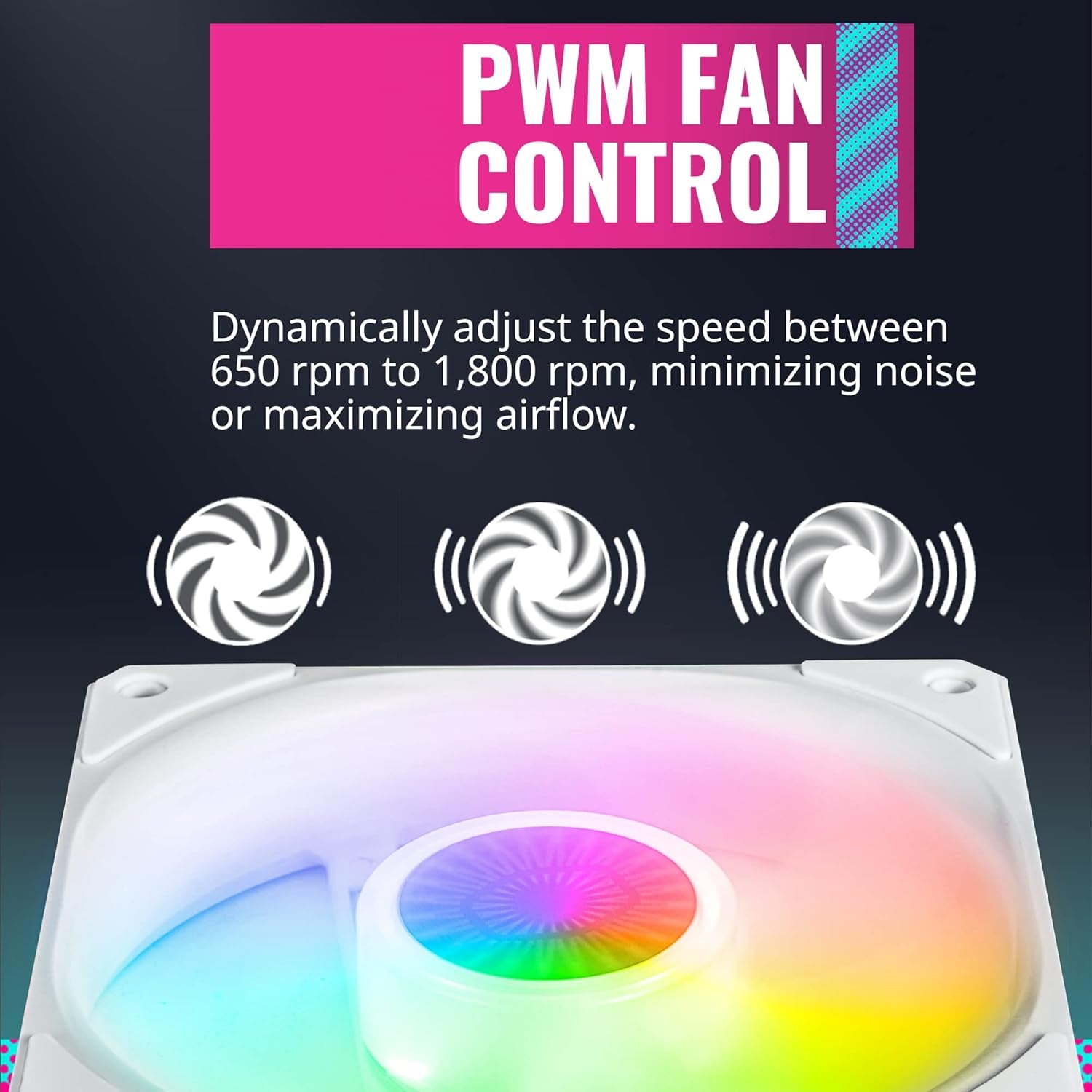 Sickleflow 120 V2 ARGB White Edition 3In1 Square Frame Fan, ARGB 3-Pin Customizable Leds, Air Balance Curve Blade, Sealed Bearing, 120Mm PWM Control for Computer Case & Liquid Radiator