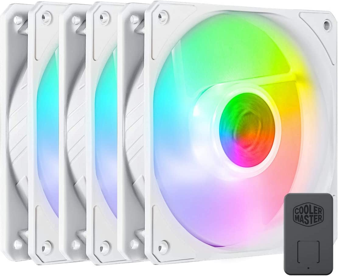 Sickleflow 120 V2 ARGB White Edition 3In1 Square Frame Fan, ARGB 3-Pin Customizable Leds, Air Balance Curve Blade, Sealed Bearing, 120Mm PWM Control for Computer Case & Liquid Radiator
