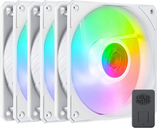 Sickleflow 120 V2 ARGB White Edition 3In1 Square Frame Fan, ARGB 3-Pin Customizable Leds, Air Balance Curve Blade, Sealed Bearing, 120Mm PWM Control for Computer Case & Liquid Radiator