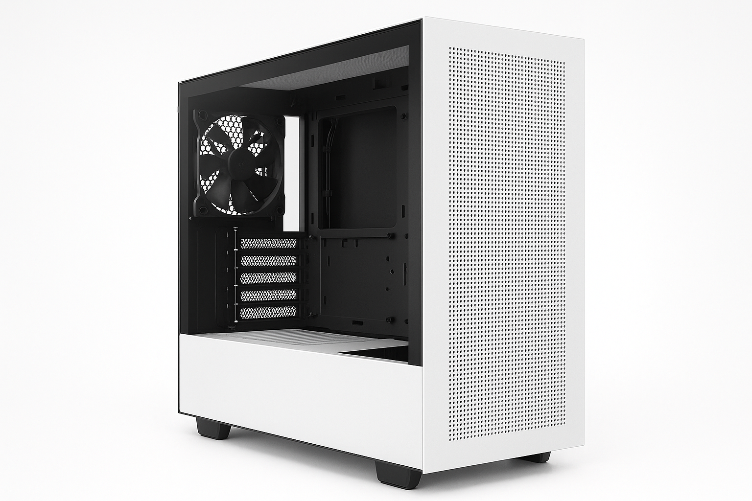 H510 Flow Matte White - Compact ATX PC Gaming Case - Tempered Glass - Enhanced Cable Management - Water-Cooling Ready