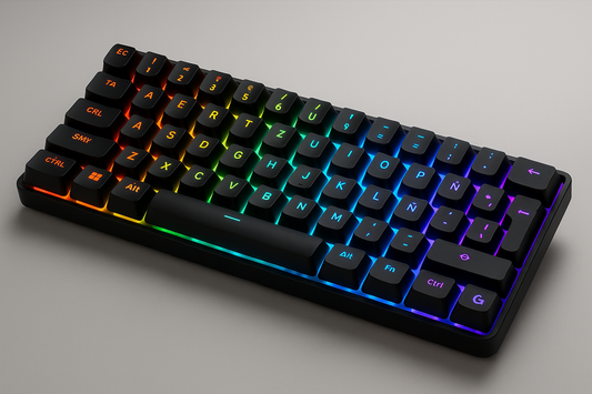 Rechargeable Wireless Gaming Keyboard - 68 Keys Backlit English/Spanish Layout, 2.4G Connectivity for PC Gaming