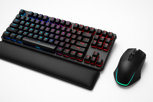 Wireless Gaming Keyboard and Mouse, RGB Backlit Rechargeable Mouse, Removable Hand Rest, Full Size